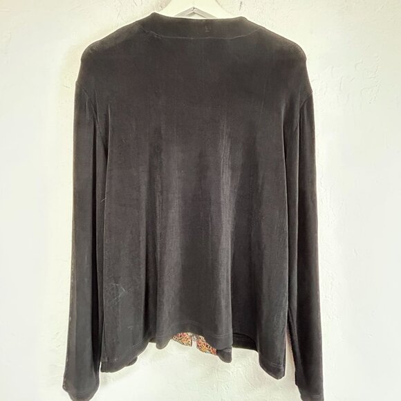 Chico's Travelers Womens Black Zip-Up Jacket Size 3 Stretch Paisley Trim Casual - Picture 2 of 7